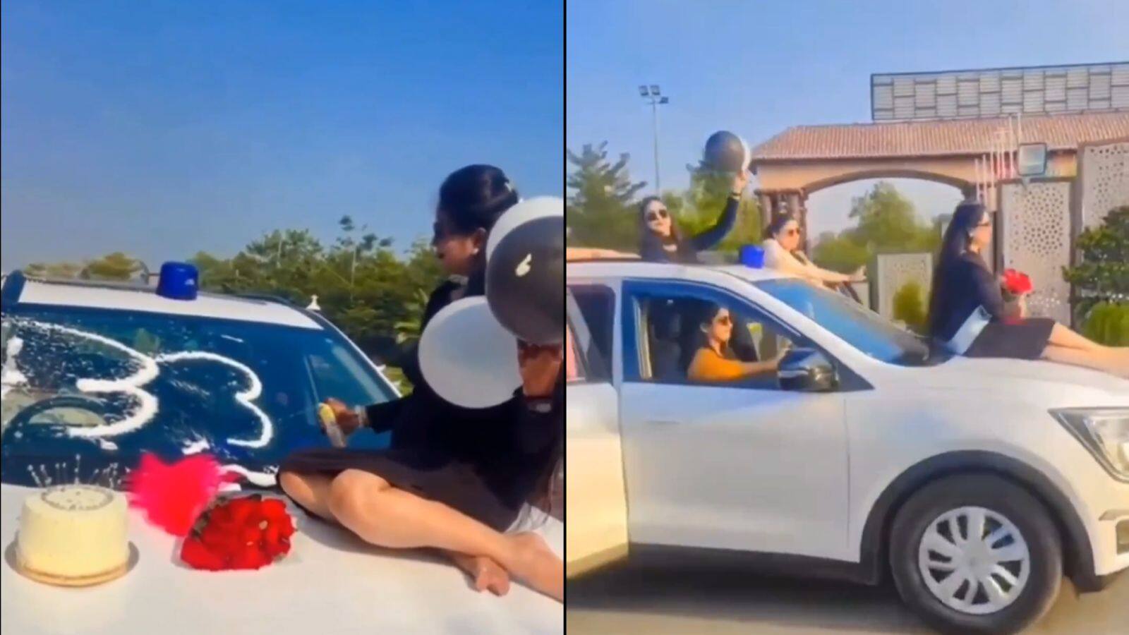 Video: कैक काटा, रील बनाई! DSP की बीवी का नीली बत्ती वाली गाड़ी पर VIP बर्थडे वायरल