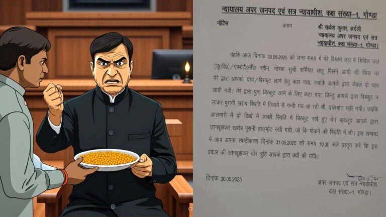 'बिस्कुट रखे थे, तो नमकीन क्यों दी?' गोंडा में जज साहब ने अर्दली को जारी किया कारण बताओ नोटिस