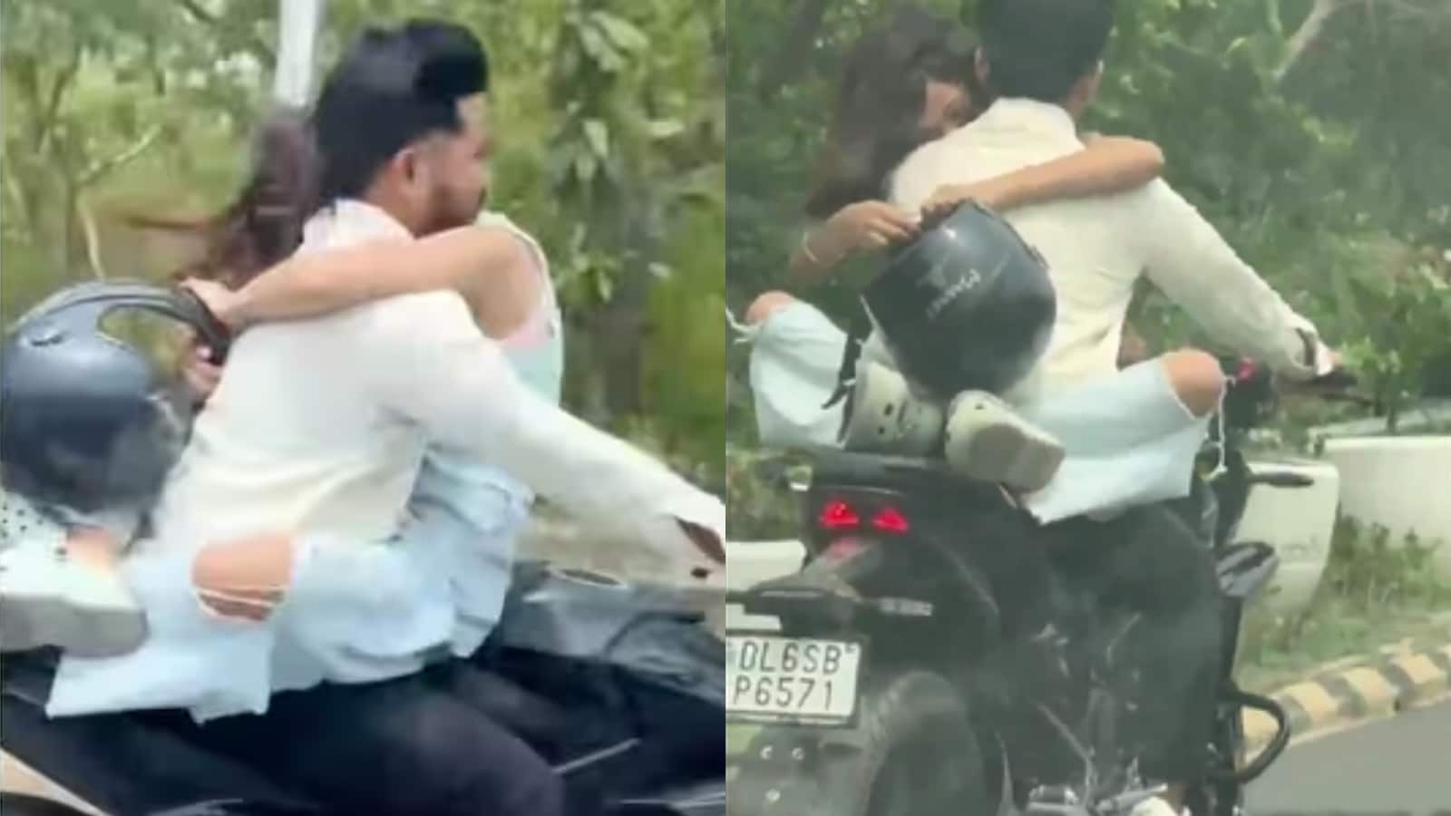 बाहों में लड़की लिए एक युवक ने नोएडा एक्सप्रेसवे पर दौड़ाई बाइक, फिर पड़ गए लेने के देने, देखिए वीडियो