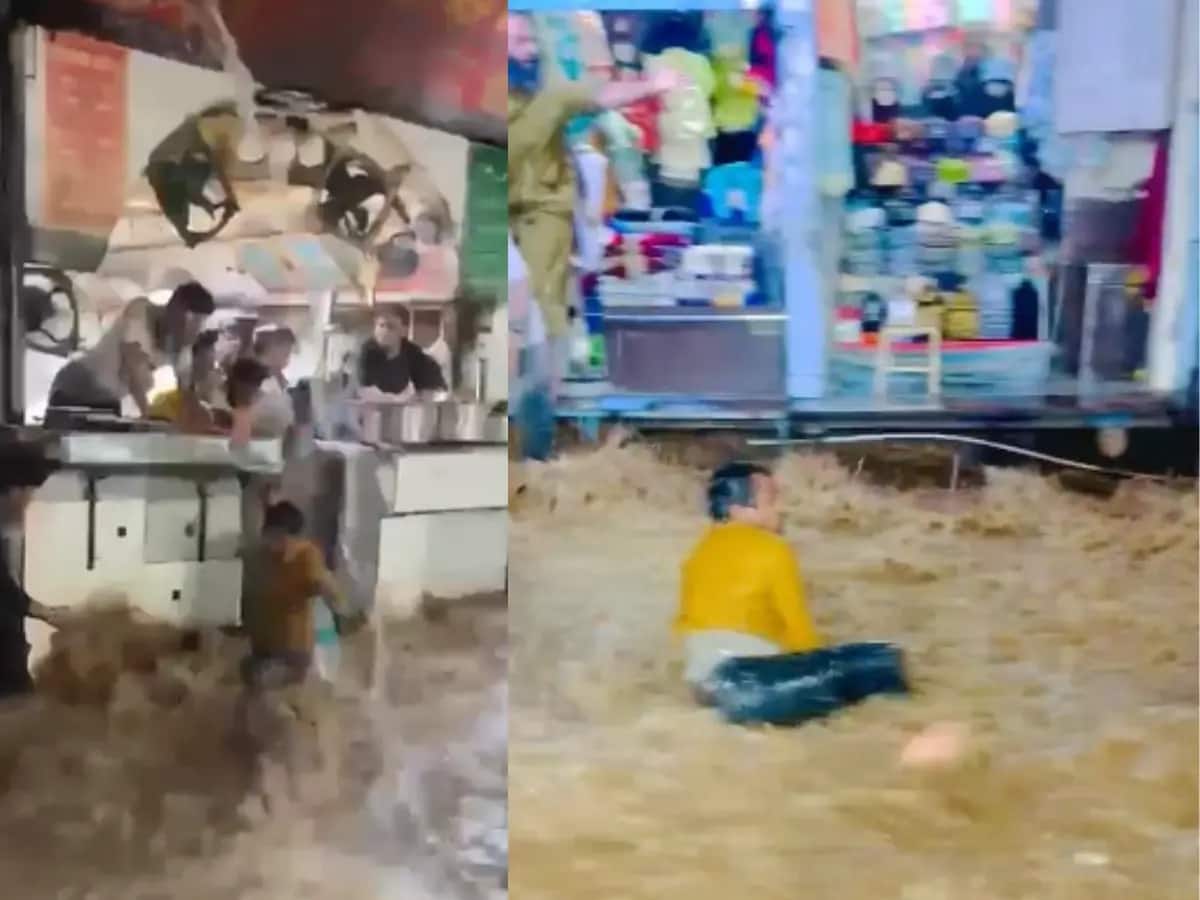 Ajmer Flood: अजमेर में तबाही मचा रही बाढ़, सड़कों पर भयंकर सैलाब, घर के बाहर से ही बहा युवक