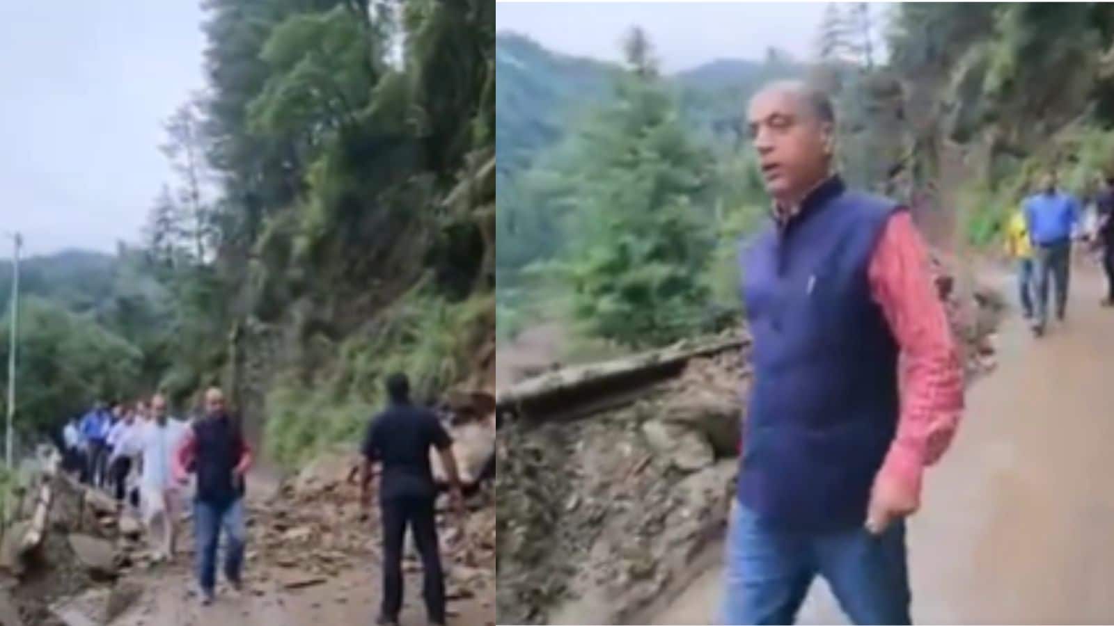लैंडस्लाइड में बाल-बाल बचे पूर्व सीएम जयराम ठाकुर, दौड़कर पार की सड़क, सामने आया वीडियो