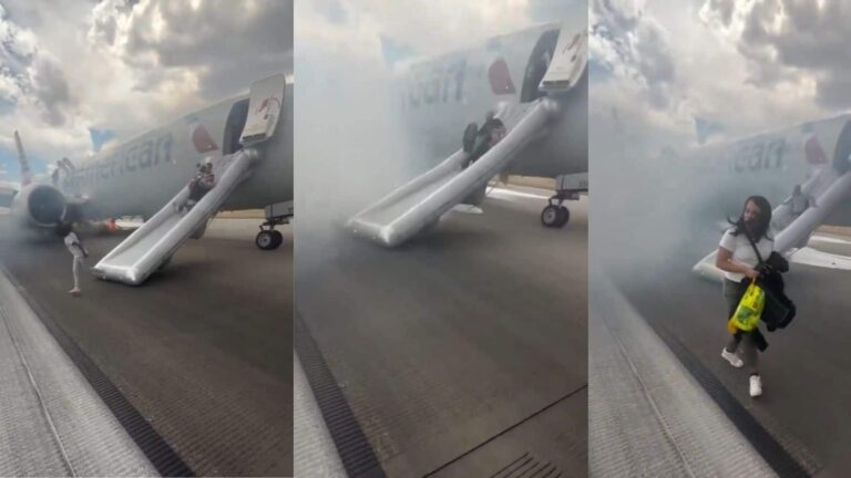 अमेरिकन एयरलाइंस की फ्लाइट में भड़की आग, रनवे पर मचा कोहराम, वीडियो में देखें डरावना मंजर