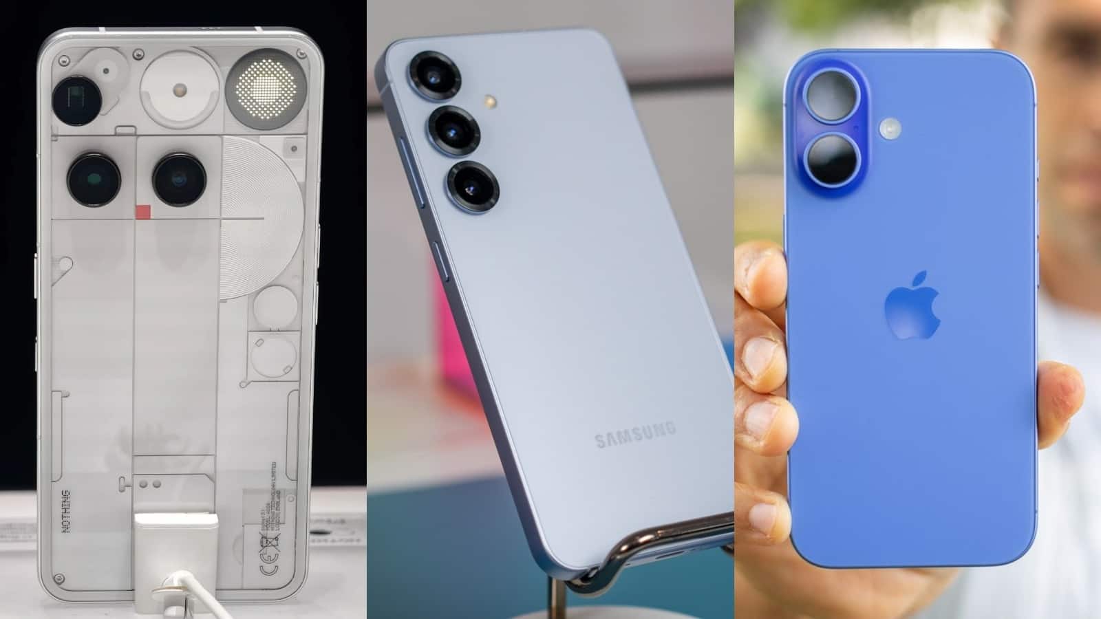 Nothing Phone 3, iPhone 16 और Samsung Galaxy S25 में से कौन सा स्मार्टफोन है बेस्ट? स्पेसिफिकेशन्स से जानिए