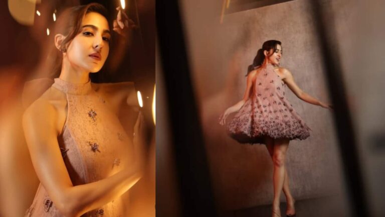 पीच एंब्रॉयडरी मिनी वन पीस में Sara Ali Khan ने बिखेरा जलवा, खूबसूरती देख फैंस हुए दीवाने