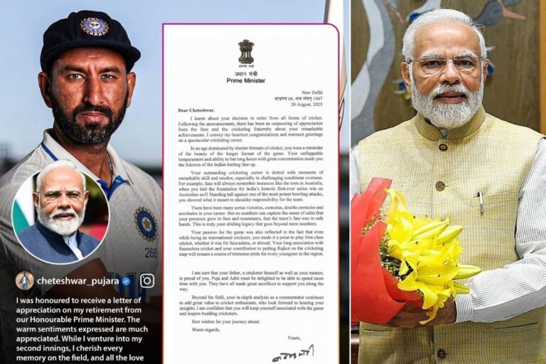 PM मोदी का पुजारा को लेटर, कहा- आप टेस्ट क्रिकेट की खूबसूरती की याद दिलाते थे