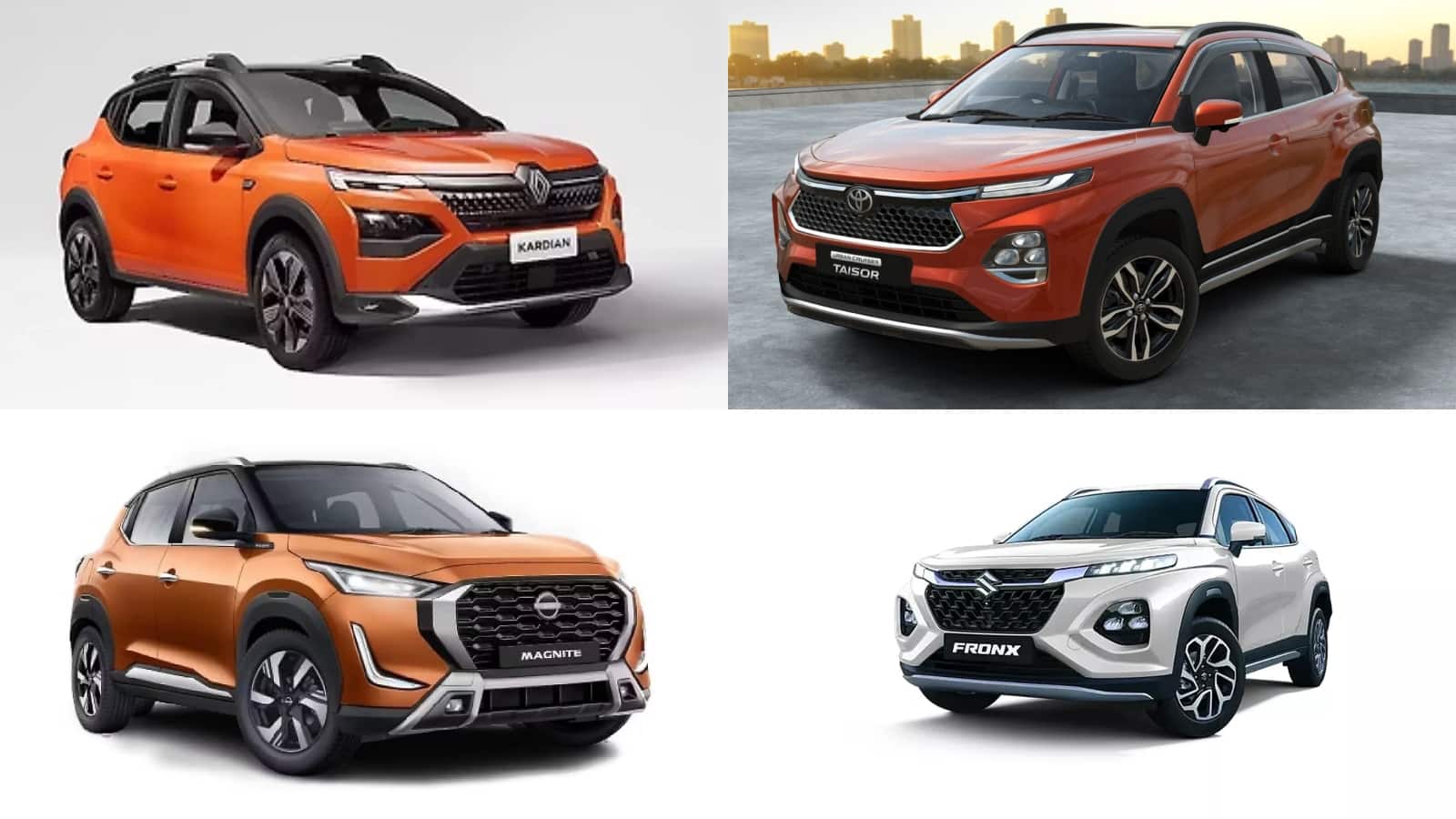 Renault Kiger Facelift vs Nissan Magnite vs Maruti Fronx vs Toyota Taisor: कौन-सी SUV है आपके लिए बेस्ट?