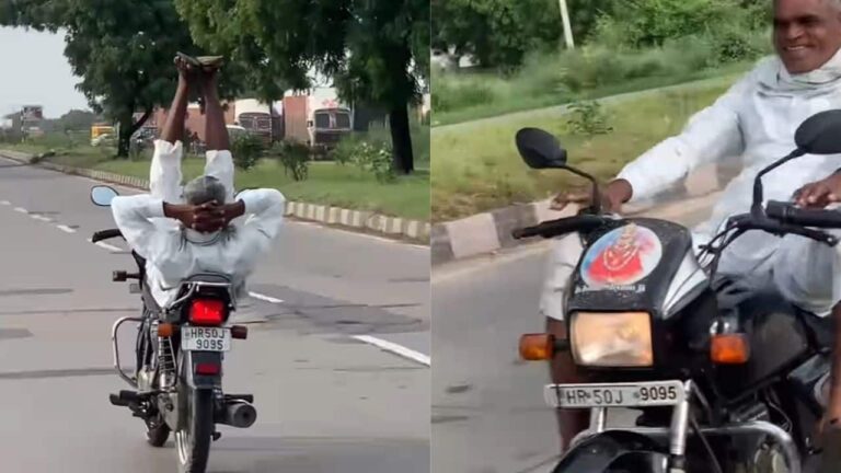 Video: 60 की उम्र में 20 वाला जोश! बुज़ुर्ग का बाइक स्टंट देख दंग रह गए लोग