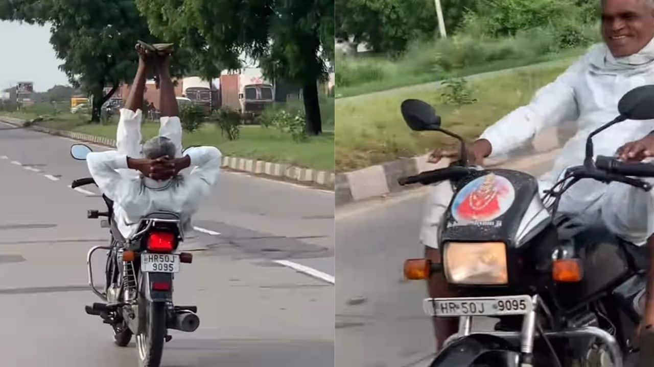 Video: 60 की उम्र में 20 वाला जोश! बुज़ुर्ग का बाइक स्टंट देख दंग रह गए लोग
