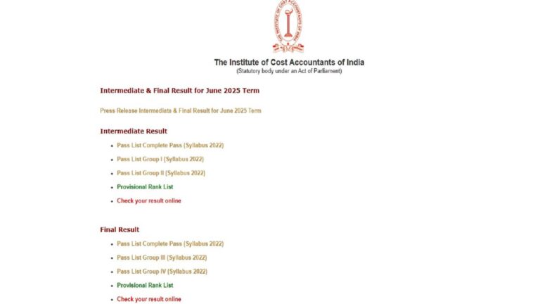 ICMAI CMA Intermediate & Final Results 2025: आधिकारिक वेबसाइट जारी हुए नतीजे, ये बने इस बार के टॉपर