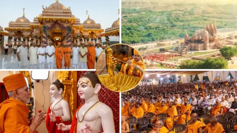 जोधपुर स्वामिनारायण मंदिर प्रतिष्ठा महोत्सव: महंत स्वामी महाराज ने मंदिर निर्माण में सहयोग देनेवालों का किया पूजन और शाही सम्मान