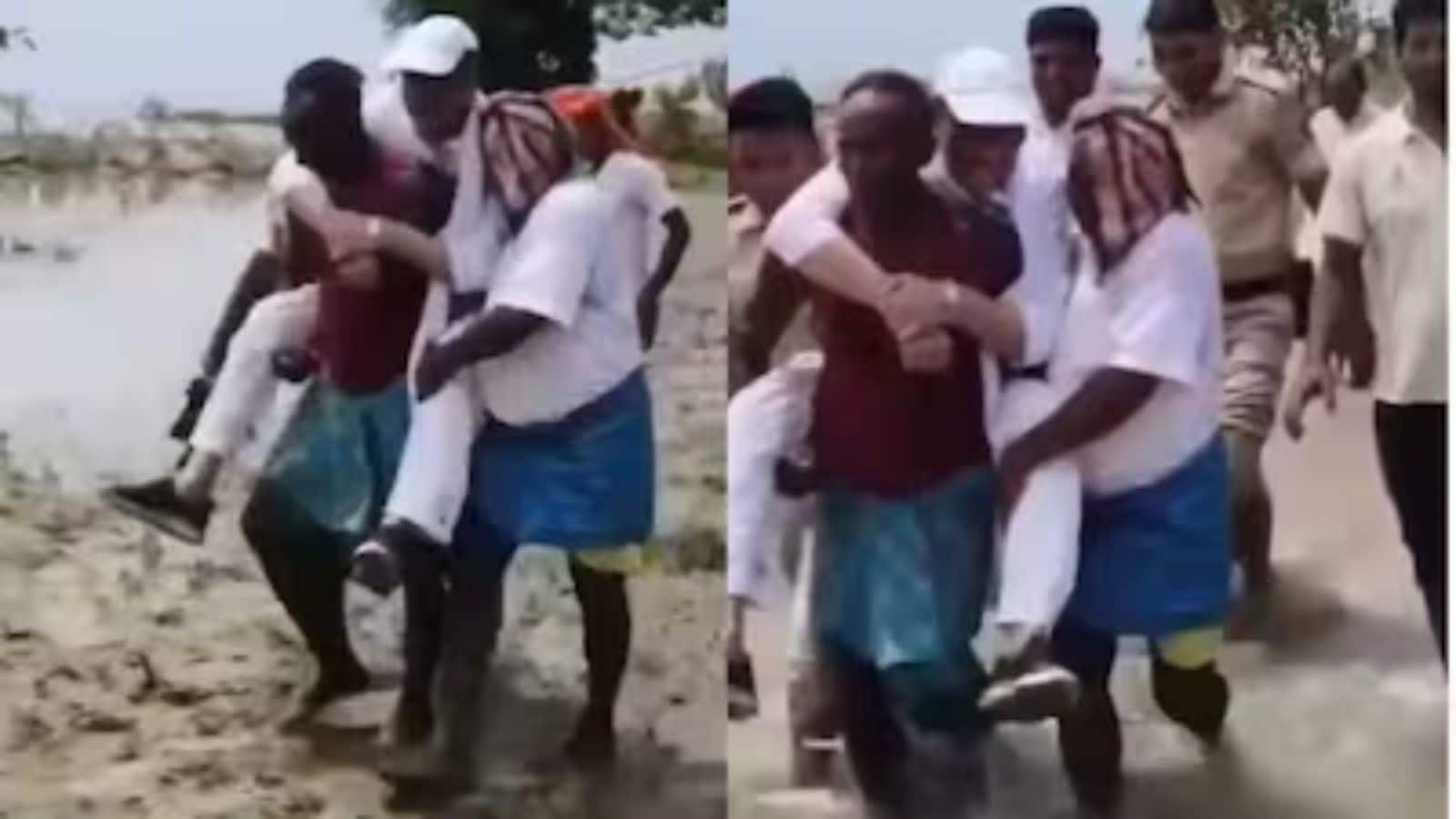 गजब! बाढ़ पीड़ितों का दर्द जानने पहुंचे नेता जी को करनी पड़ी ग्रामीणों के कंधे की सवारी, वीडियो देख नहीं रुकेगी हंसी