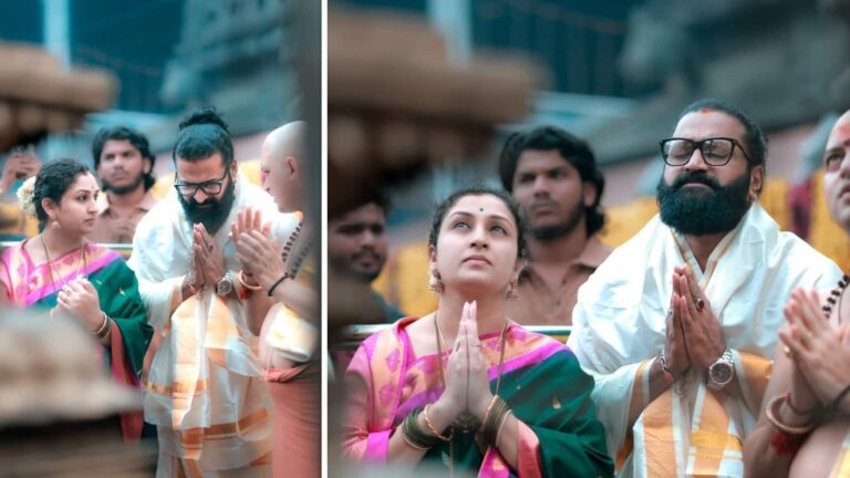 Kantara Chapter 1: 'कांतारा चैप्टर 1' की रिलीज से पहले ऋषभ शेट्टी ने पत्नी संग कोलूर मूकाम्बिका मंदिर में टेका माथा