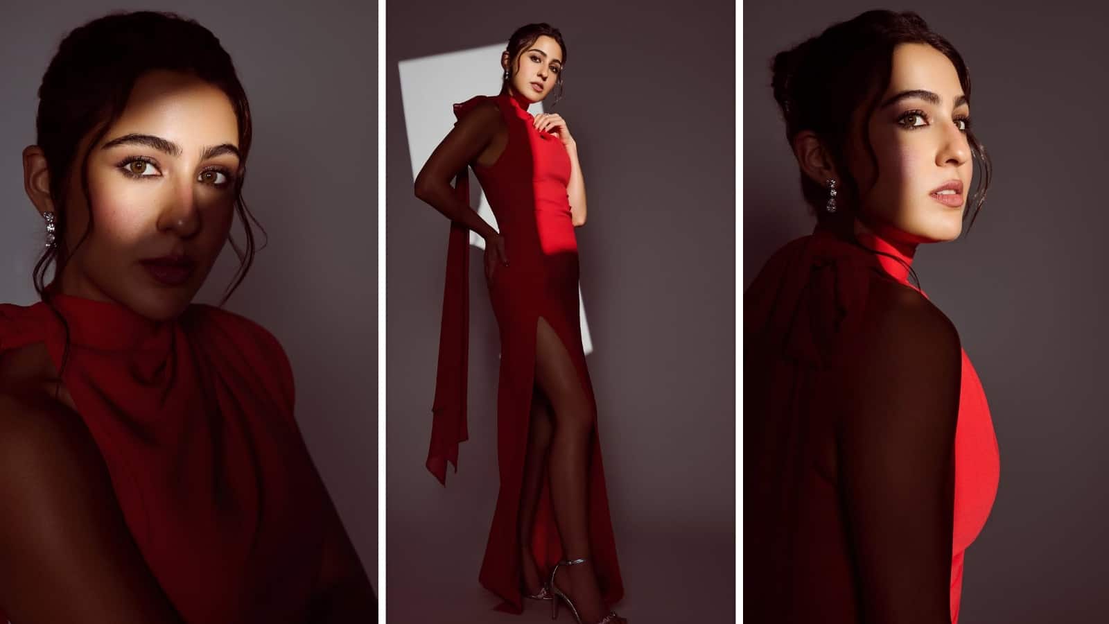 Sara Ali Khan: रेड थाई स्लिट गाउन पहन सारा अली खान खान ने गिराईं बिजलियां, ब्रैकग्राउंड सॉन्ग सुन लोगों की छूटी हंसी