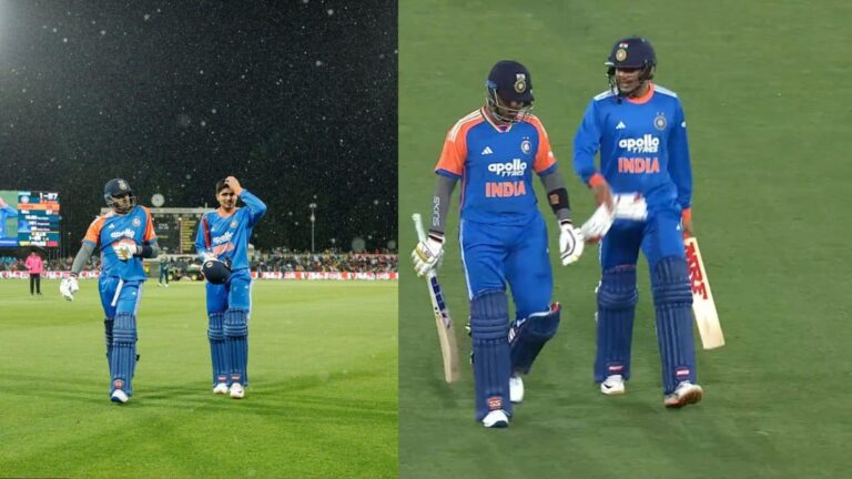 India vs Australia Highlights: बारिश के कारण रद्द हुआ पहला मुकाबला, 58 गेंद के मैच में भारत ने की तूफानी बल्लेबाजी