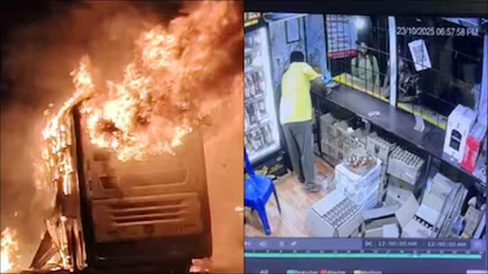 Kurnool Bus Tragedy: आंध्र बस हादसे में नया खुलासा! CCTV फुटेज में शराब खरीदते दिखे बाइक सवार, नशे के कारण 20 की चली गई जान