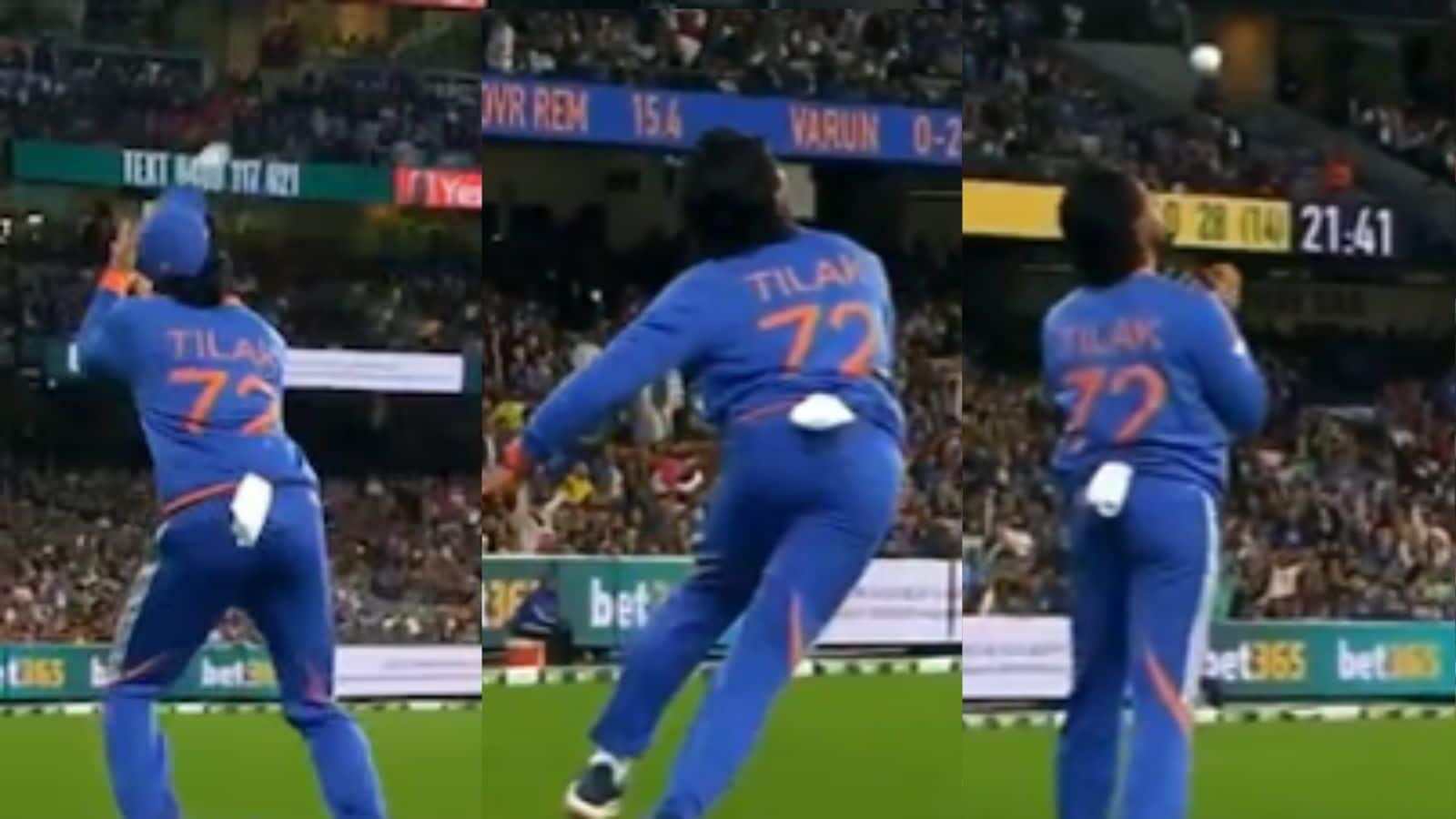 Tilak Varma: ऑस्ट्रेलिया के खिलाफ दूसरे मैच में तिलक वर्मा ने पकड़ा शानदार कैच, लोगों को याद आया सूर्या का  कैच