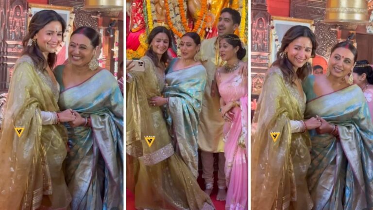 Alia Bhatt Durga Puja Look: अयान मुखर्जी के दुर्गा पंडाल में माथा टेकने पहुंची आलिया भट्ट्, सीधे पल्ले की साड़ी में लगीं बला की खूबसूरत