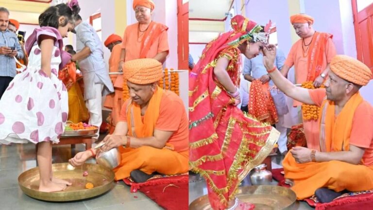 माला पहनाया, चुनरी ओढ़ाई और छुए पैर... 9 दिनों का नवरात्रि व्रत रखने के बाद CM योगी ने ऐसे किया कन्या पूजन