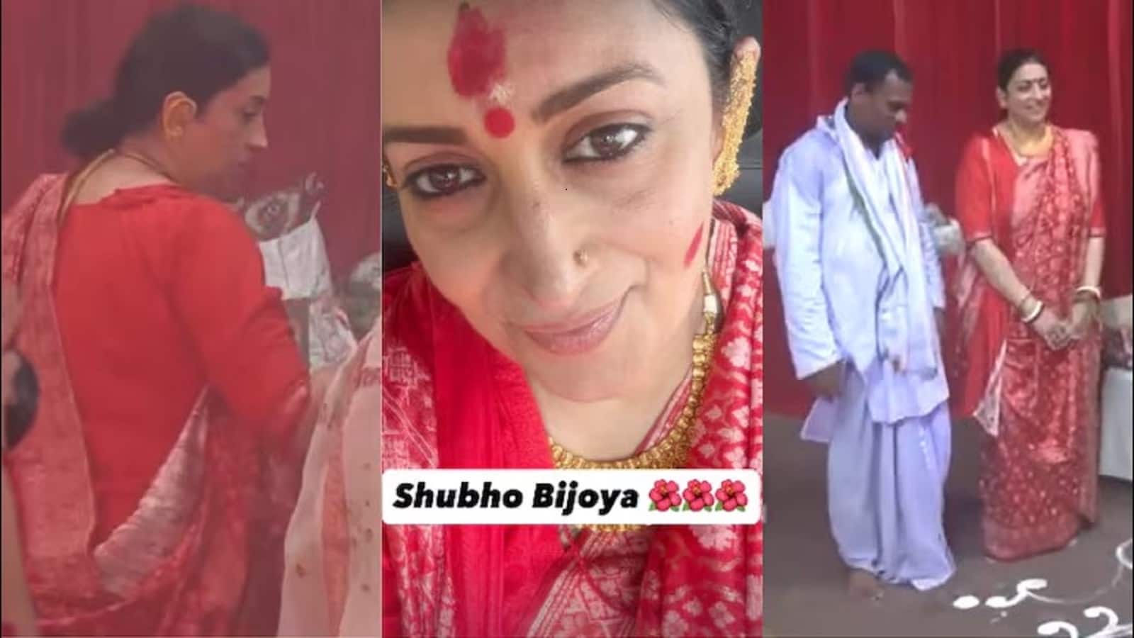 Smriti Irani बंगाली साड़ी पहन जमकर थिरकीं, दिल्ली के दुर्गा पूजा पंडाल में किया धुनुची नाच