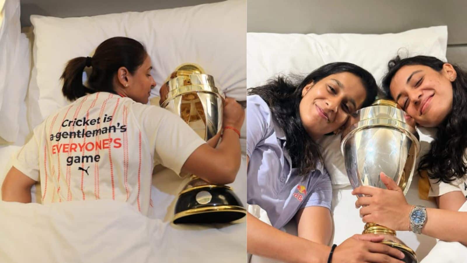 Women's World Cup: वर्ल्ड कप ट्रॉफी के साथ होटल रूम में जेमिमा और हरमन का खास पोज, वायरल हो रही तस्वीर
