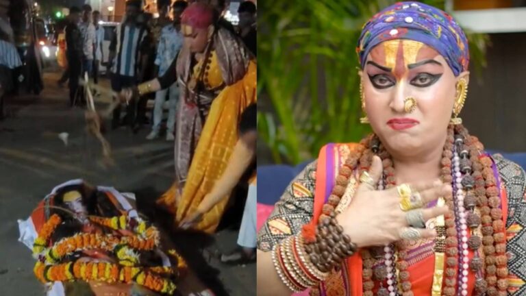 चप्पलों की माला, मुर्दाबाद के नारे और 'अर्थी'...किन्नर जगतगुरु हिमांगी सखी ने निकाली ममता कुलकर्णी के पुतले की 'शव यात्रा'; बीच सड़क जलाया