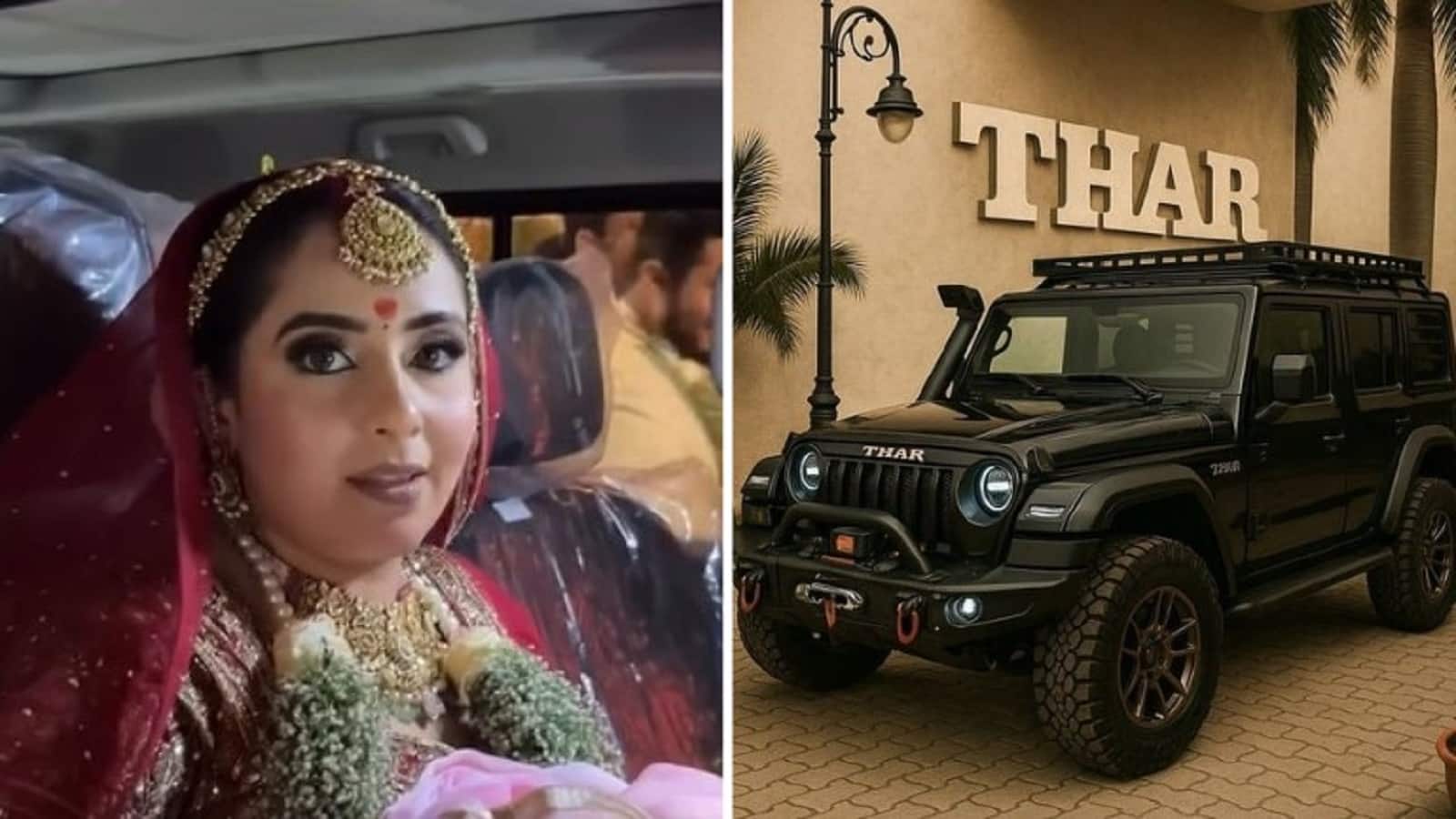 पंजाबी दुल्हन का स्वैग, बगल में दूल्हे को बैठाया और खुद थार ड्राइव कर पहुंची ससुराल
