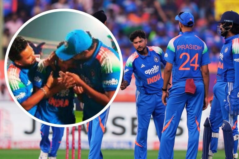 कुलदीप यादव को मैच के बाद डीआरएस को लेकर हर्षित राणा और ऋषभ पंत ने घेरा