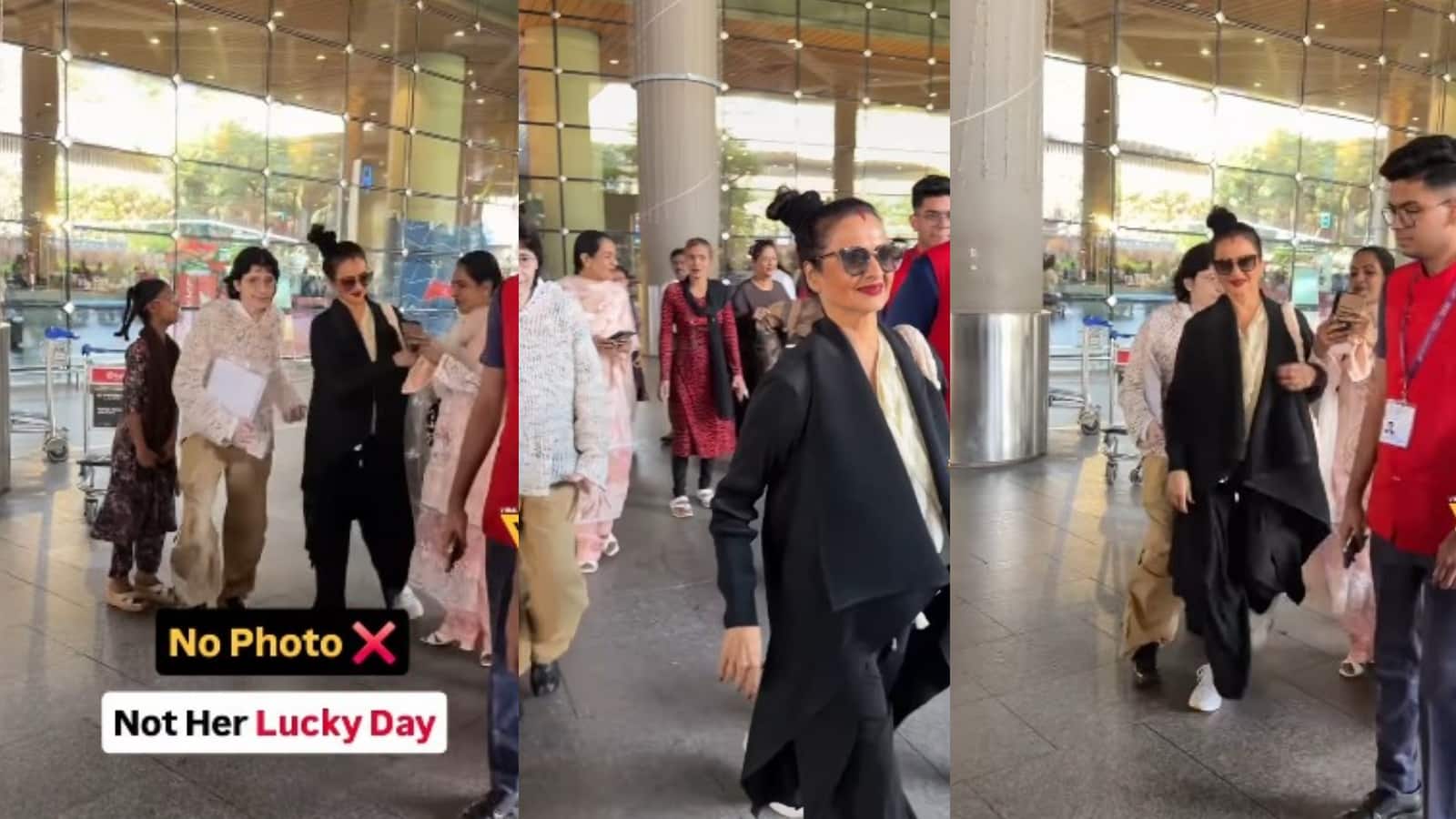 Rekha pushes Female Fans Airport: सेल्फी लेने आई फैन को धक्का देकर आगे बढ़ी रेखा, वायरल वीडियो देख यूजर्स ने 'जया बच्चन 2' का दे दिया टैग