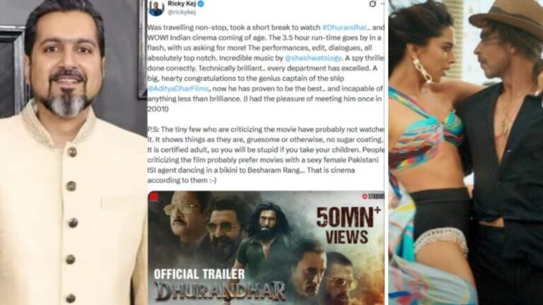 Ricky Kej: रिकी केज आदित्य धर की धुरंधर के हुए मुरीद,  पठान पर तंज कसते हुए बोले- लोगों को बिकनी में नाचने वाले पाक ISI एजेंट पसंद