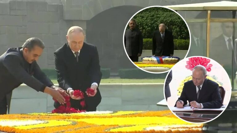 Putin at Rajghat: 'वैष्णव जन तो तेने कहिये...' की धुन और शीश झुकाते पुतिन, राजघाट पर रूसी राष्ट्रपति ने महात्मा गांधी को यूं दी श्रद्धांजलि