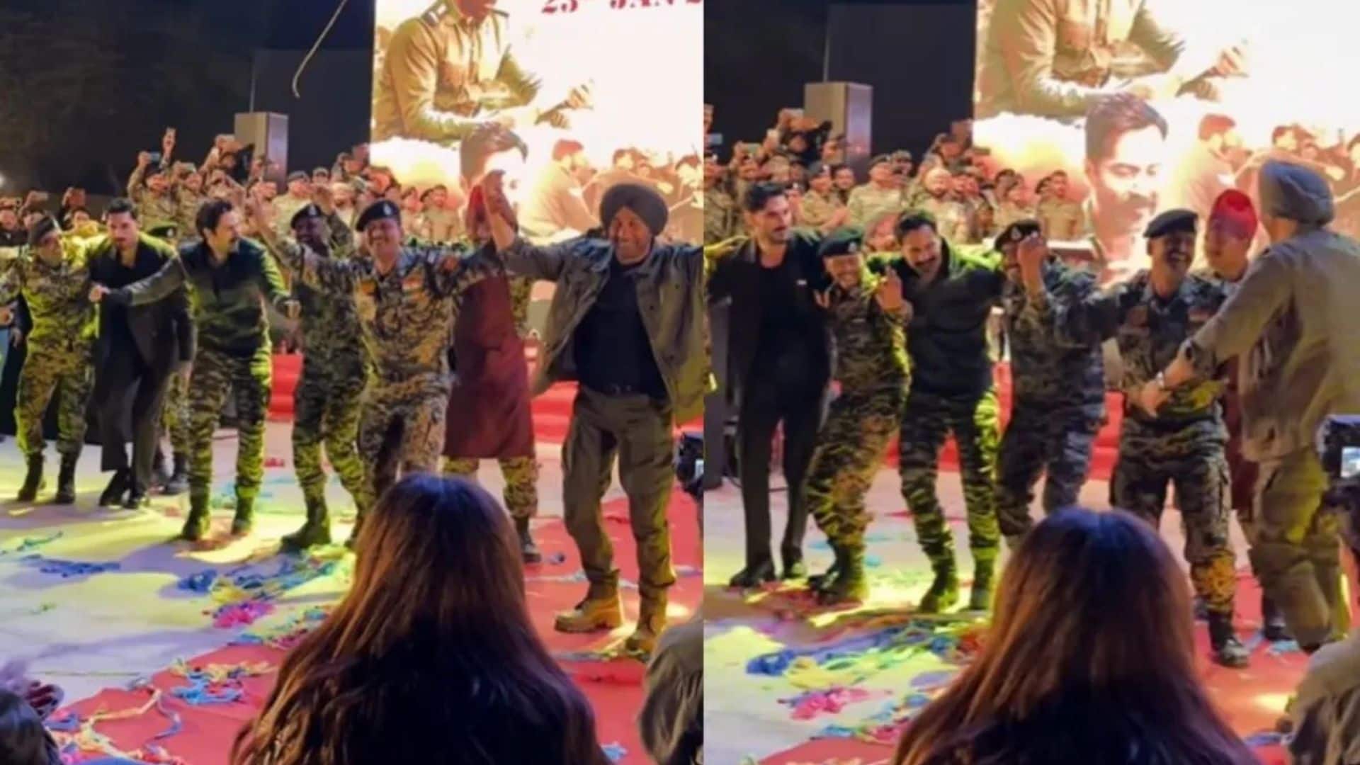 BSF जवानों संग 'घर कब आओगे' पर झूमे सनी देओल, वरुण धवन और अहान शेट्टी, वीडियो हुआ वायरल