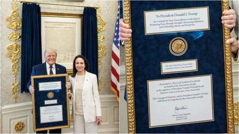Trump Nobel Award: आखिरकार ट्रंप को मिल ही गया नोबेल प्राइज, वेनेजुएला की मचाडो ने अमेरिकी राष्ट्रपति को भेंट किया अपना पुरस्कार