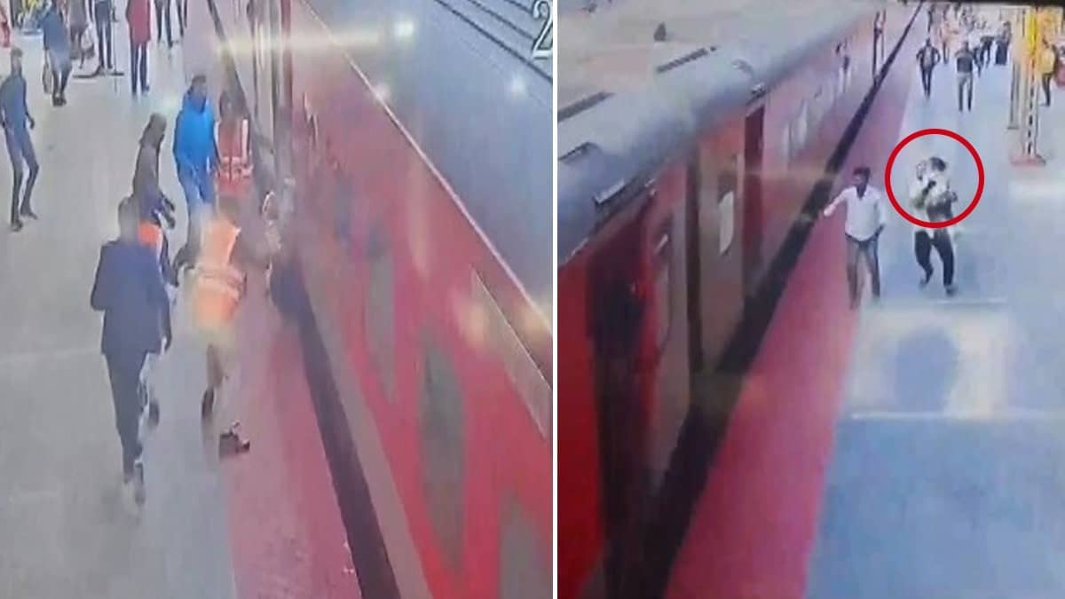 UP: चलती ट्रेन में गोद में बच्ची को लेकर चढ़ने के दौरान फिसला पैर, फिर..., प्रयागराज स्टेशन पर RPF जवानों ने ऐसी बचाई मासूम की जान-Video