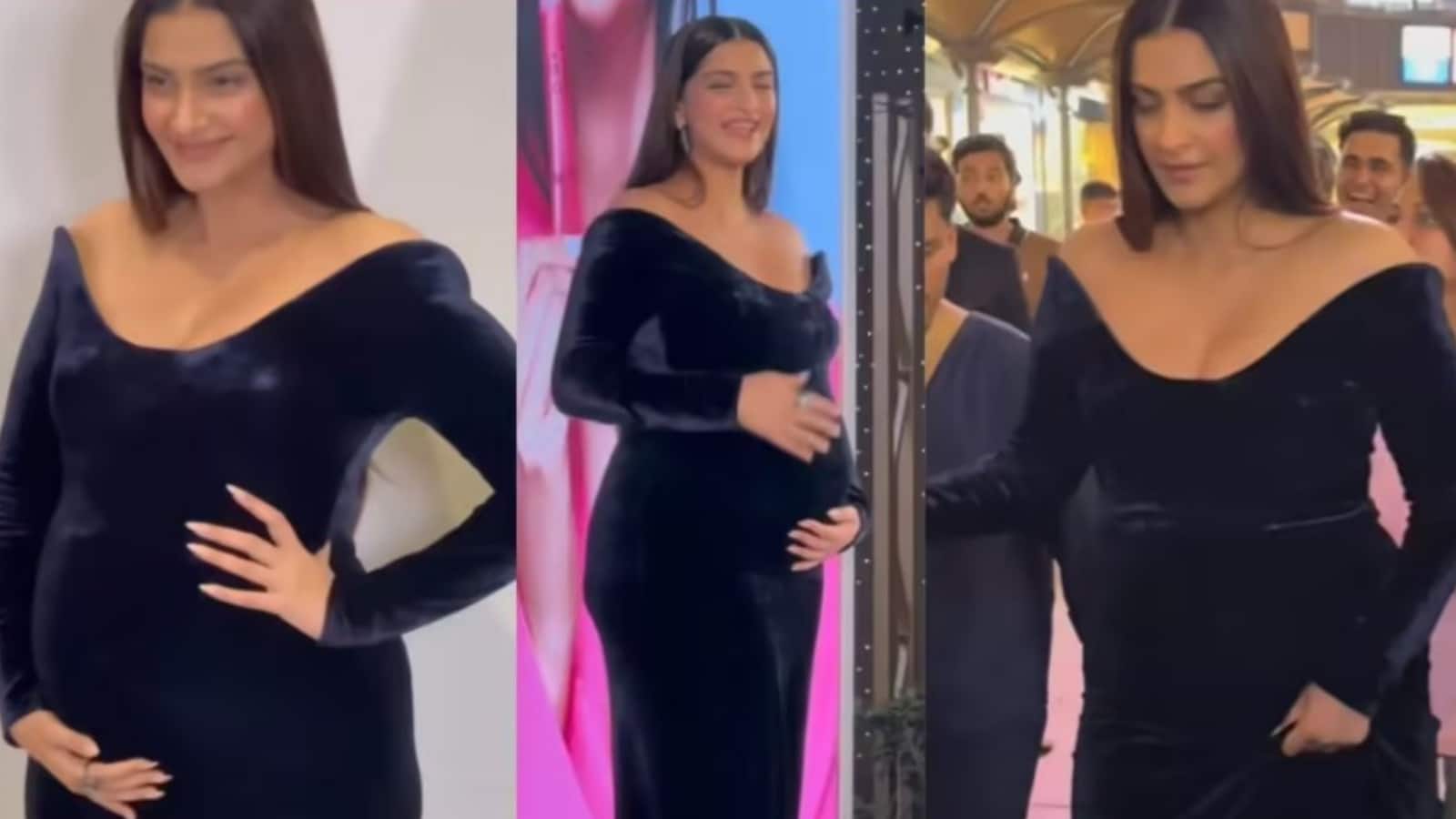 Sonam Kapoor: वेलवेट ब्लू गाउन में प्रेग्नेंट सोनम कपूर ने बिखेरा जलवा, बेबी बंप फ्लॉन्ट करती आई नजर