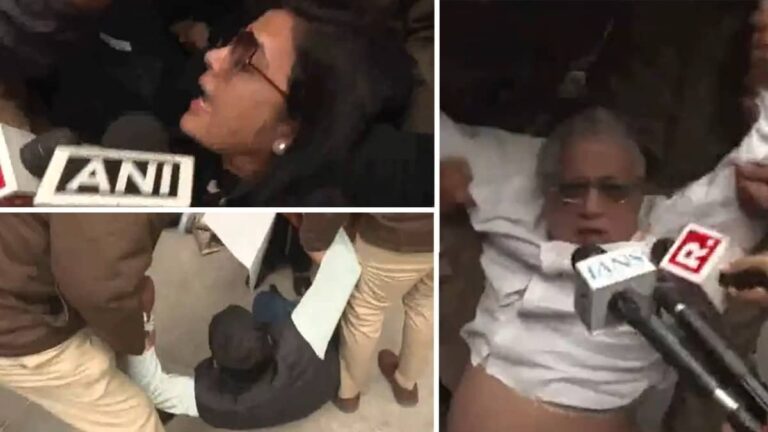 कोलकाता में ED के छापों पर दिल्ली तक बवाल, TMC का अमित शाह के ऑफिस के बाहर प्रदर्शन, हिरासत में महुआ मोइत्रा समेत 8 सांसद