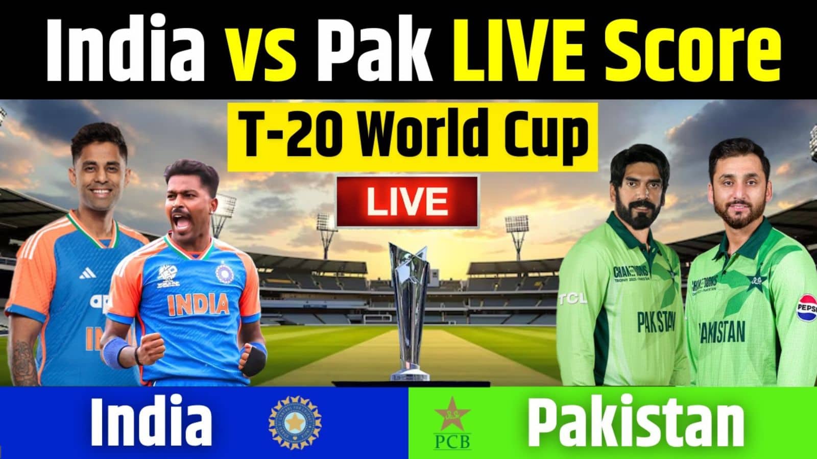 IND vs PAK T20 World Cup Match Live Score: कोलंबो में भारत-पाकिस्तान मुकाबला आज, आसमान में छाए बादल