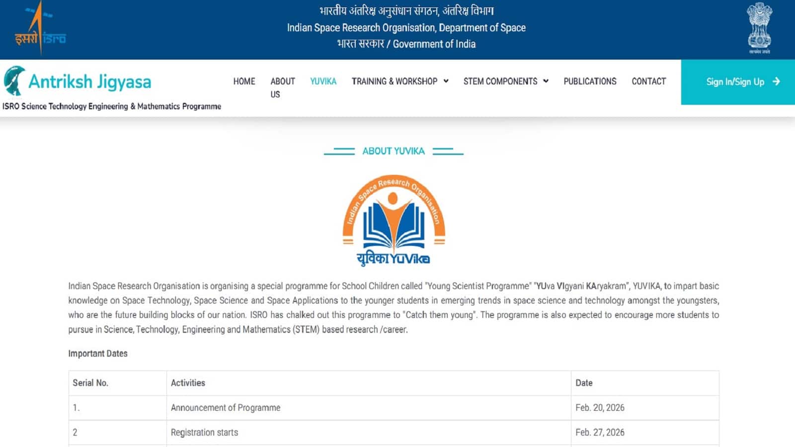 ISRO YUVIKA 2026:9वीं के छात्रों के लिए इसरो में इंटर्नशिप के लिए आवेदन कल से शुरू, रहने-खाने और टिकट का खर्च देगा इसरो