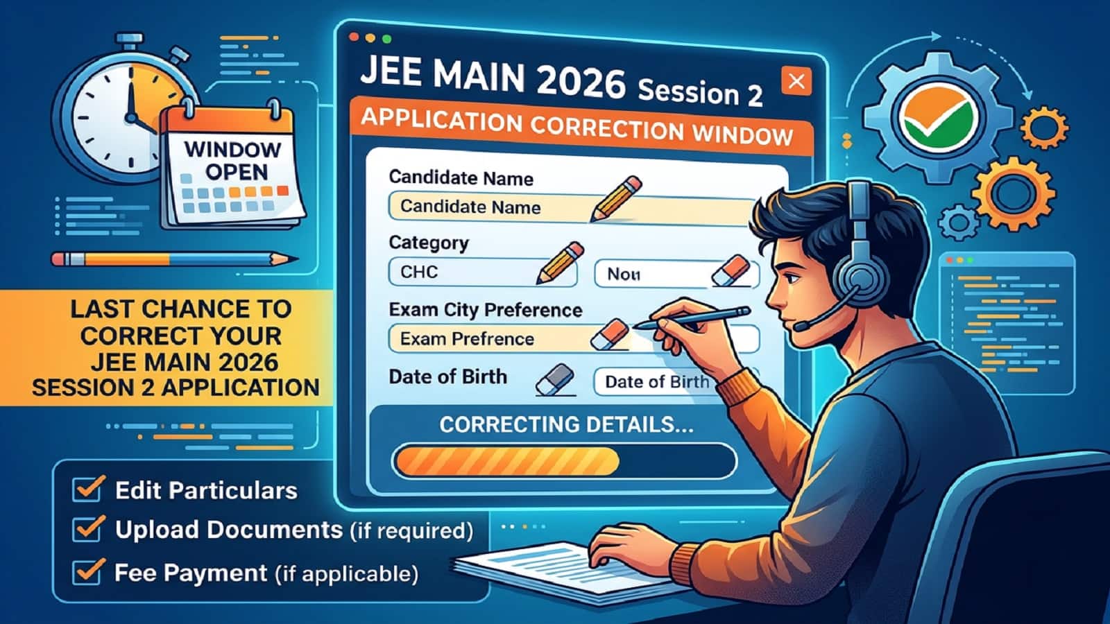 JEE Main Session 2 Application Correction Window: सेशन 2 के फॉर्म में आज से दो दिन कर सकेंगे सुधार, जानें क्या-क्या बदलाव संभव?