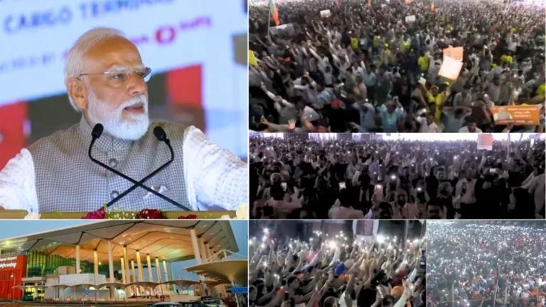 VIDEO: PM मोदी ने आम लोगों से कराया जेवर एयरपोर्ट का उद्घाटन, 'भारत माता की जय' के लगे नारे