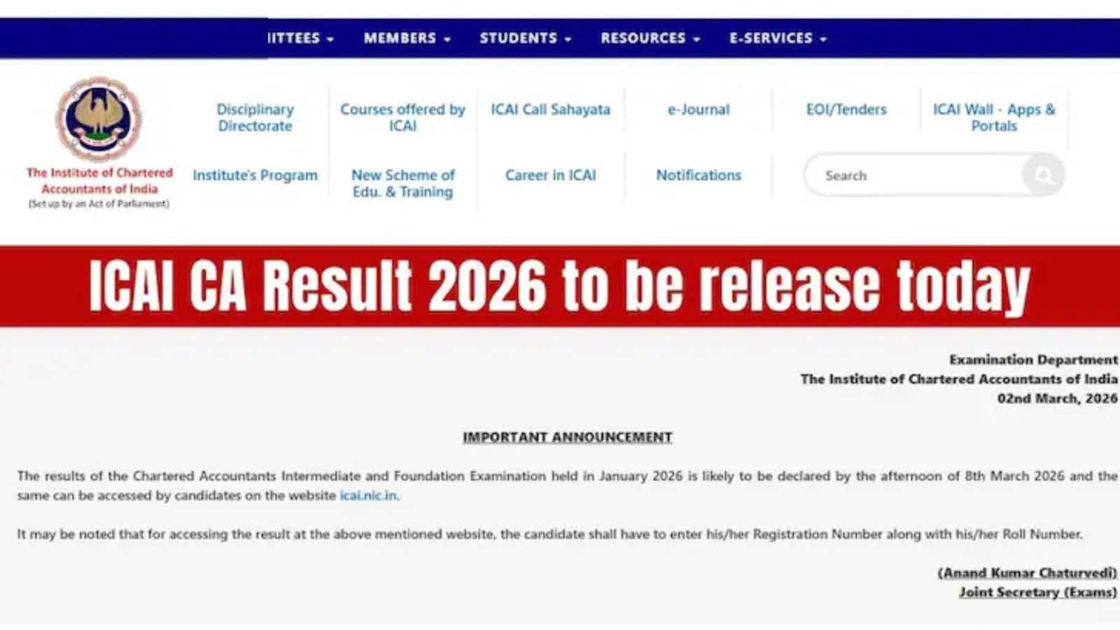 ICAI CA 2026 Results Out: सीए इंटर और फाउंडेशन के नतीजे जारी, ऐसे करें चेक