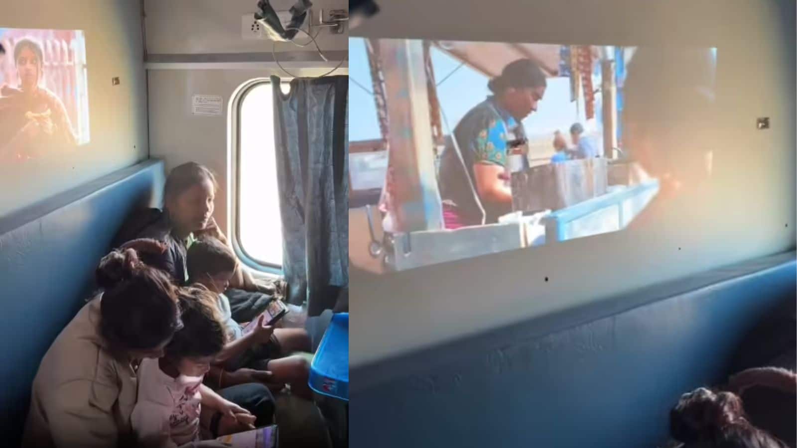 ट्रेन में प्रोजेक्टर लगाकर फिल्म देखना सही या गलत? वायरल वीडियो से उठे सवाल
