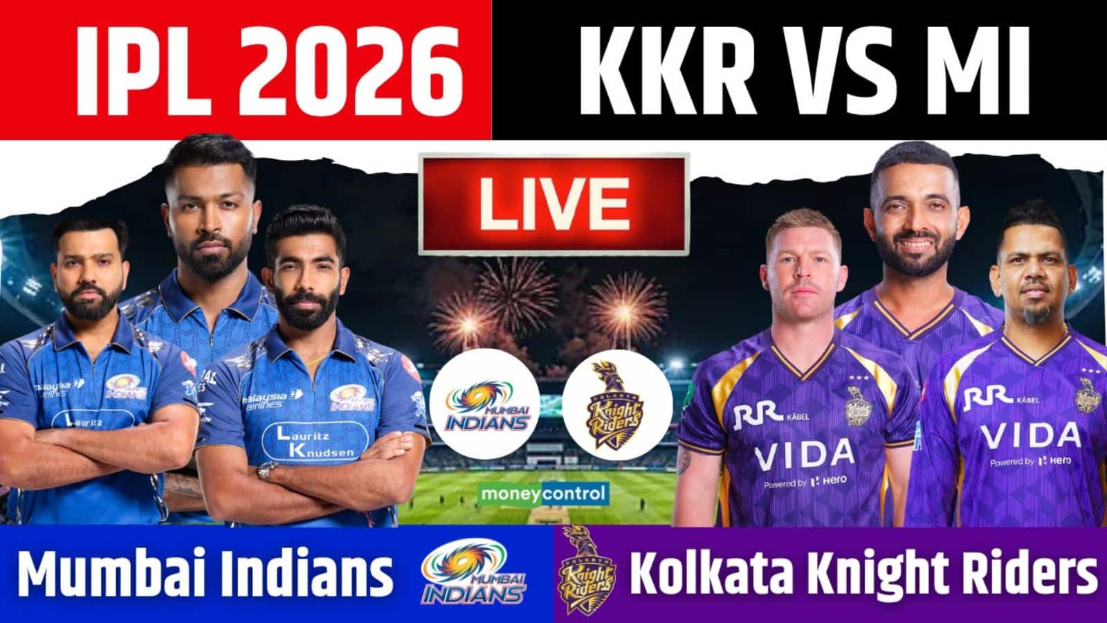 MI vs KKR IPL 2026 Match Live Score: आईपीएल के दूसरे मुकाबले में केकेआर से भिड़ेगी मुंबई इंडियंस, जानें दोनों टीमों की प्लेइंग 11 और पिच रिपोर्ट