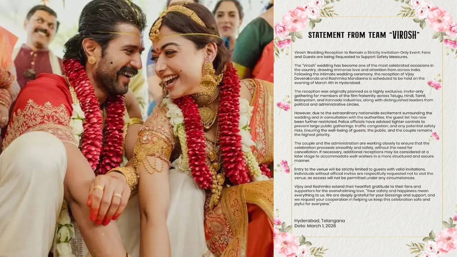 Rashmika-Vijay Wedding Reception: हैदराबाद में सजेगा सितारों का मेला, लेकिन हर किसी को नहीं मिलेगी एंट्री