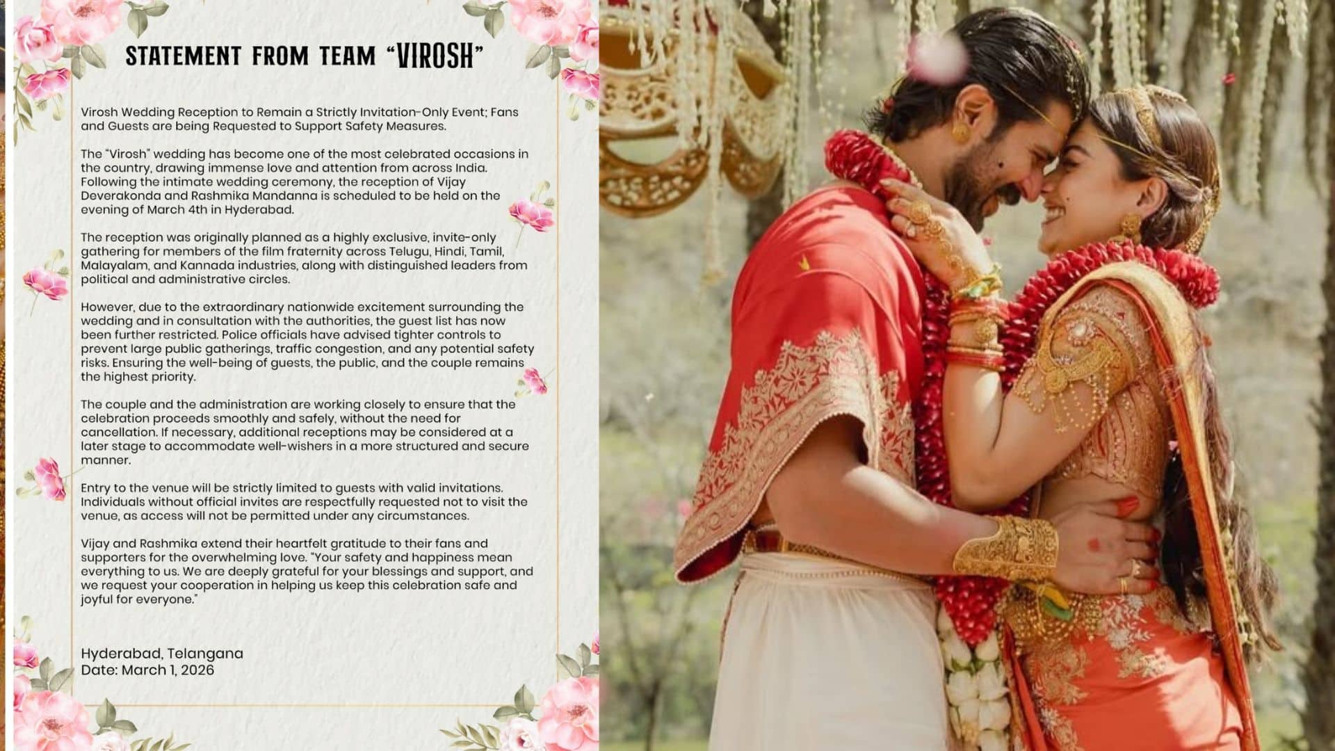 Rashmika-Vijay के रिसेप्शन की तैयारी जोरों पर, टीम ने किया साफ – ‘सिर्फ इनवाइटेड गेस्ट्स को ही एंट्री’