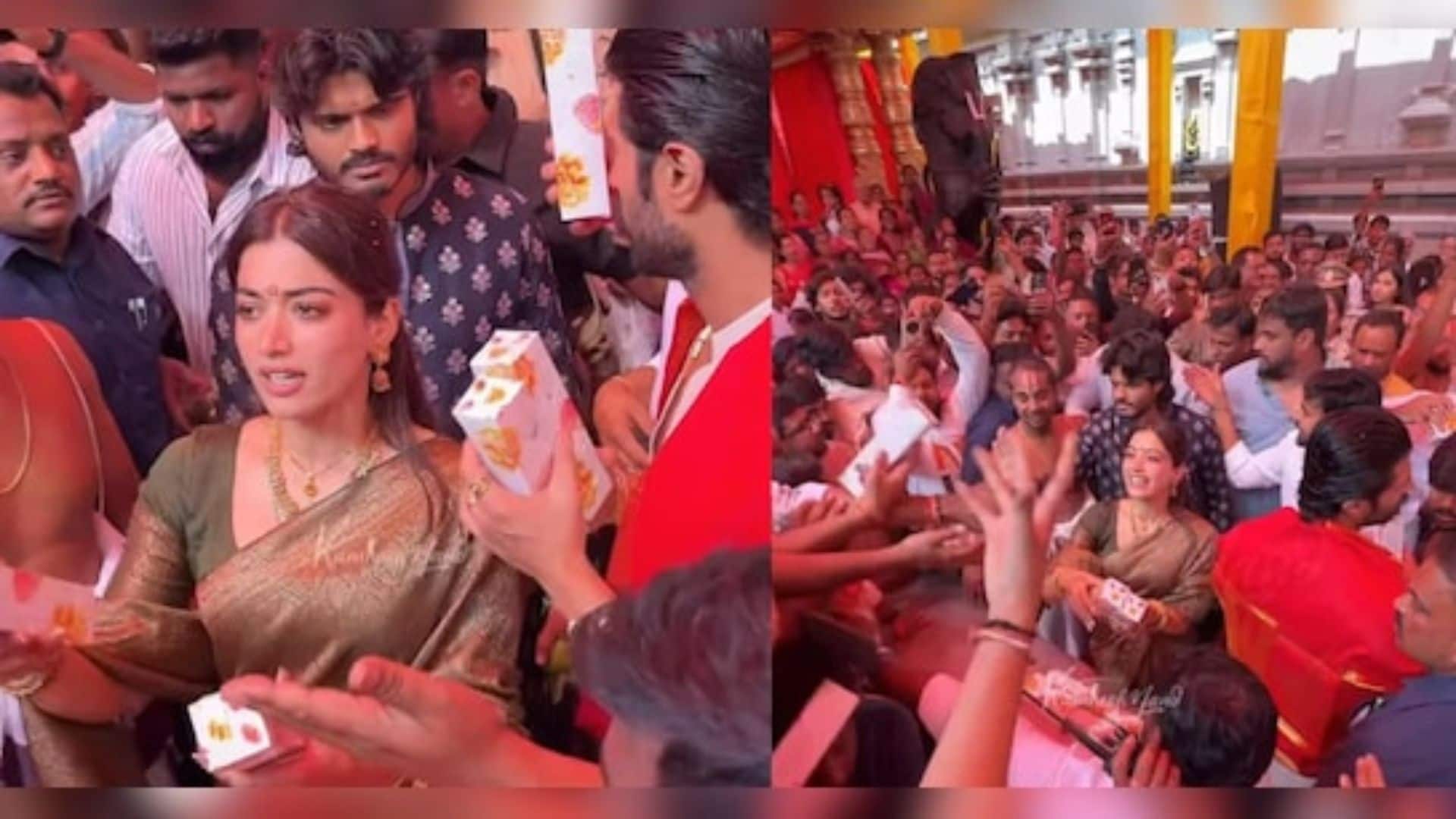 Rashmika Mandanna–Vijay Deverakonda पहुंचे तिरुपति बालाजी मंदिर,लिया आशीर्वाद और बांटी मिठाइयां