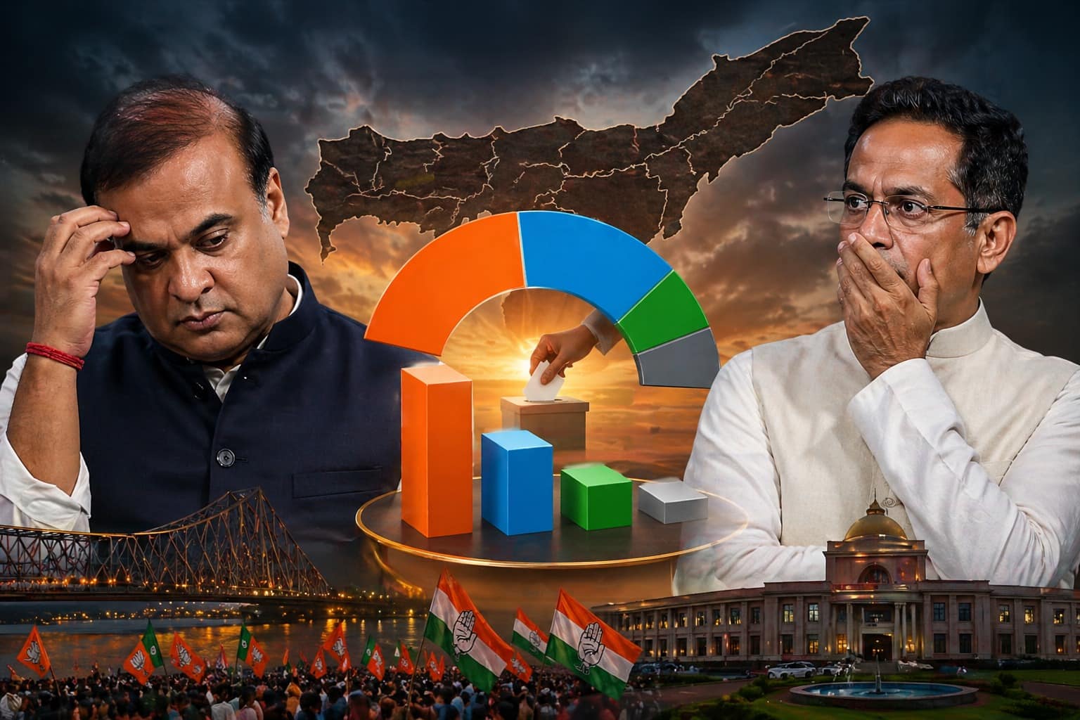 Assam Exit polls: असम चुनाव के बाद एग्जिट पोल के नतीजे हिमंता और गोगोई दोनों को चौंकाएंगे, देखिए poll of polls