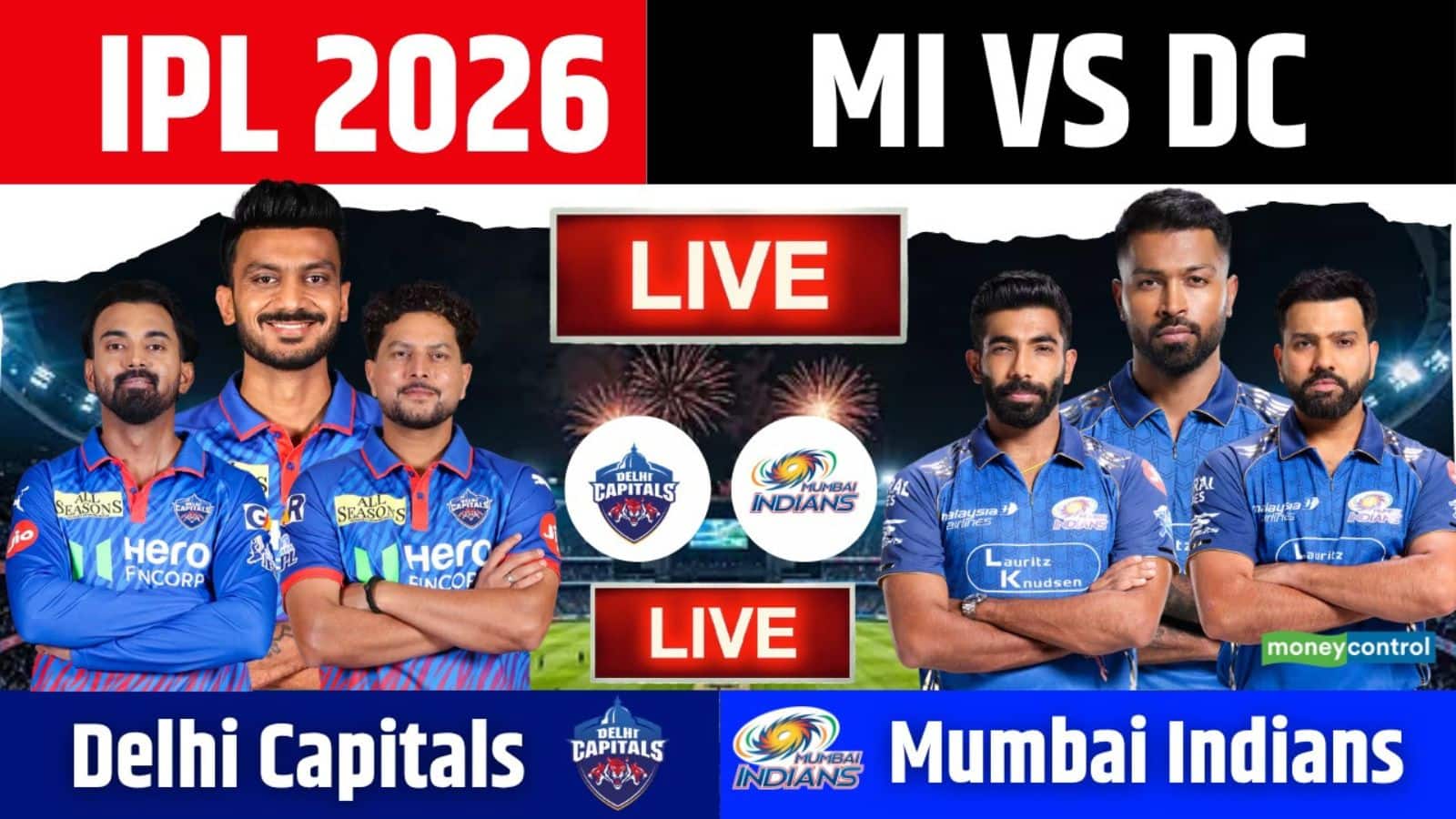 DC vs MI IPL 2026 Match Live Score: आईपीएल के पहले डबल हैडर में दिल्ली कैपिटल्स का मुंबई इंडियंस से मुकाबला, जानें किसका पलड़ा भारी