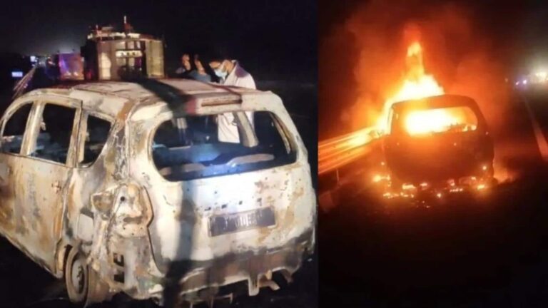 Delhi-Mumbai Expressway Accident: दिल्ली-मुंबई एक्सप्रेसवे पर चलती कार में लगी भीषण आग, हादसे में 5 लोगों की मौत