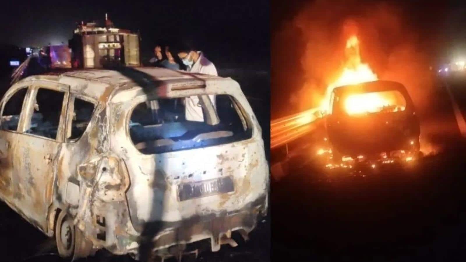Delhi-Mumbai Expressway Accident: दिल्ली-मुंबई एक्सप्रेसवे पर चलती कार में लगी भीषण आग, हादसे में 5 लोगों की मौत