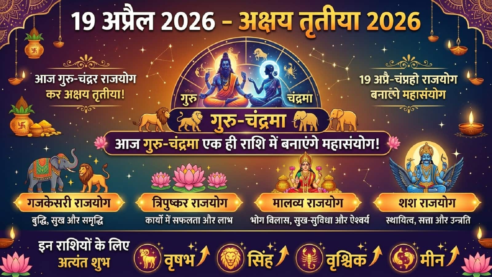 Akshaya Tritiya 2026 Lucky Rashiyan: आज बन रहे हैं ये राजयोग 5 राशियों को बनाएंगे मालामाल, इन पर मेहरबान होंगी माता लक्ष्मी